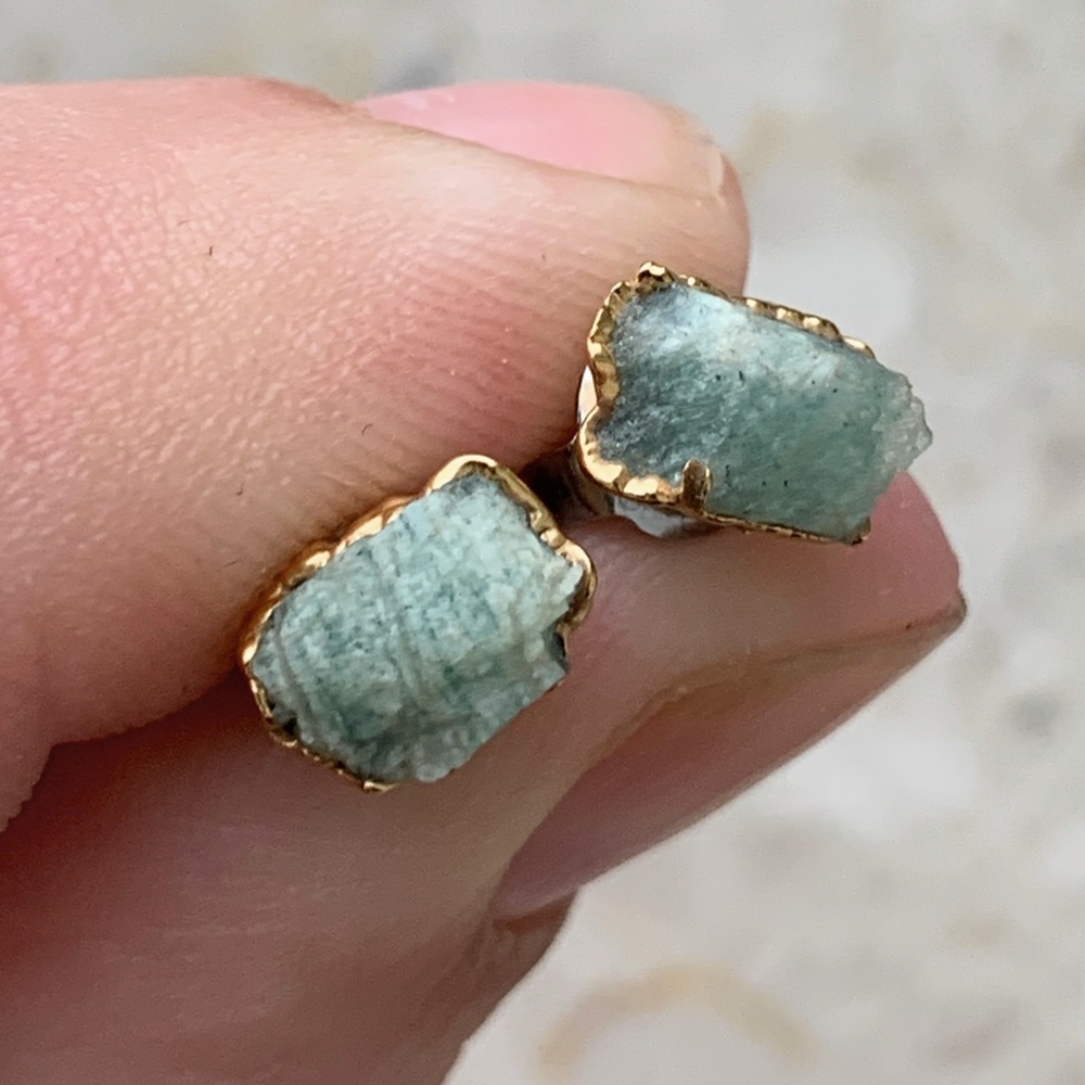 Danibarbe Jade Raw Stone Stud Earrings
